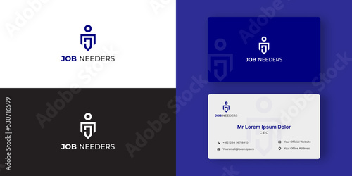 Letter J and N find job Recruitment logo design template