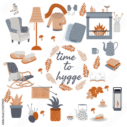 hygge time icons set