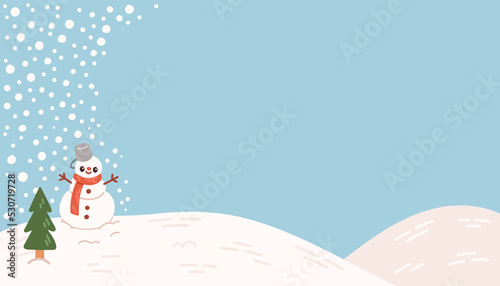 Winter vector background snow blue flat design 