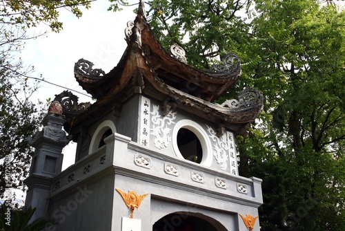 Hanoi, Vietnam, Gate of Ngoc Son Temple on  Hoan Kiem lake in Hanoi