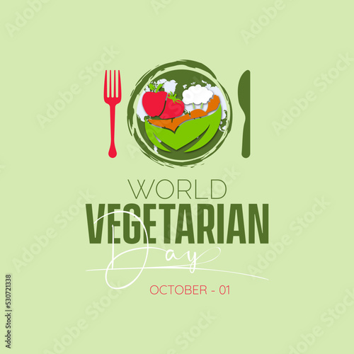 Vector illustration design concept of World Vegetarian Day observed on every 1st October