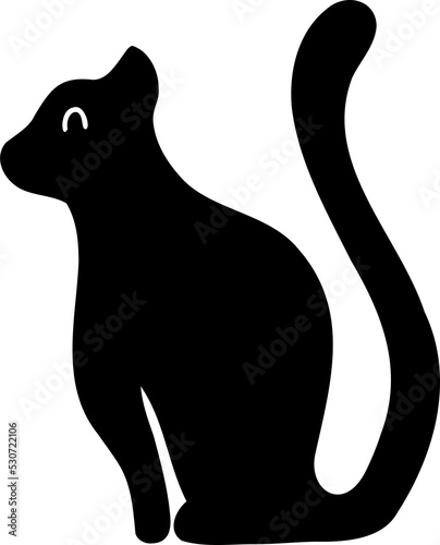 Hand Drawn cute black cat illustration