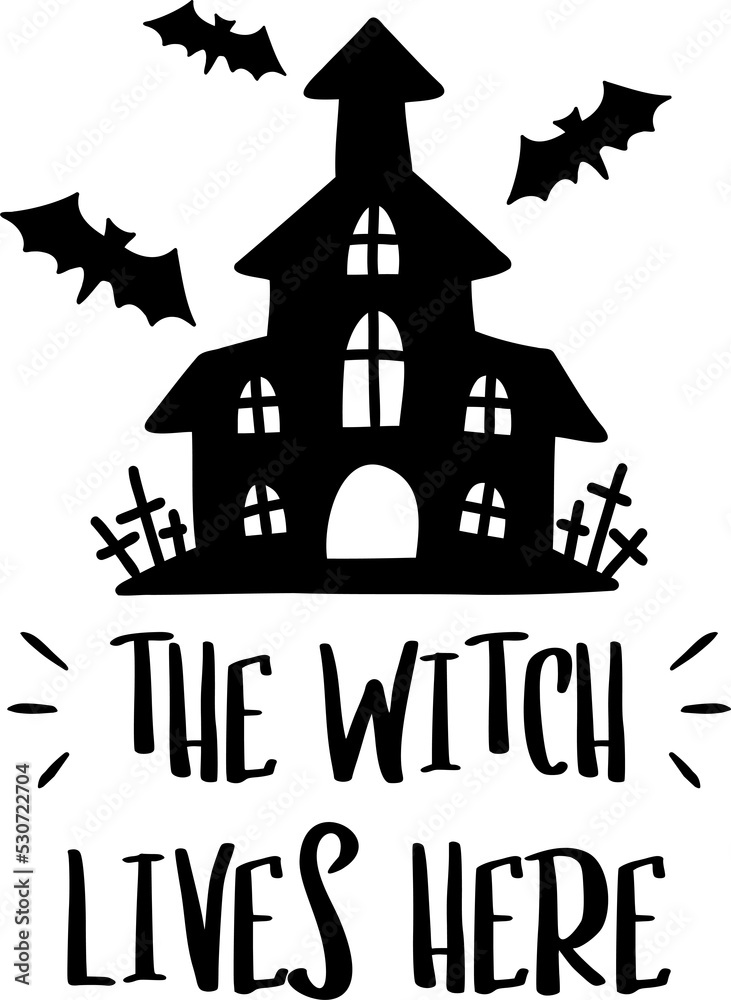 the witch lives here lettering illustration