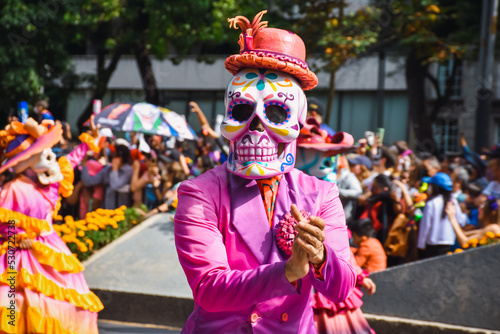 Day of the dead parade in Mexico city photo