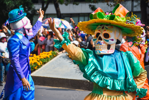 Day of the dead parade in Mexico city