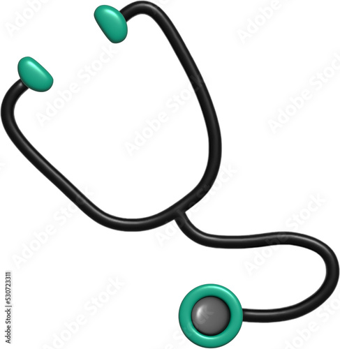 Stethoscope, a medical device used to listen to the lungs heart and other organs on a 3D transparent background