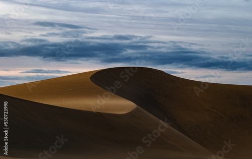 Maspalomas Dunes photographed at sunrise golden hour. Gran Canaria  Spain