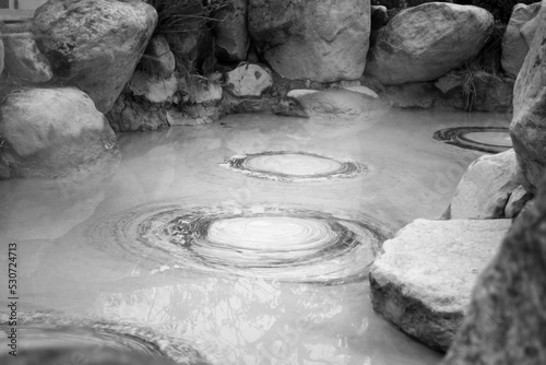 Kamado Jigoku hot spring (hells) blue water in Beppu, Japan photo