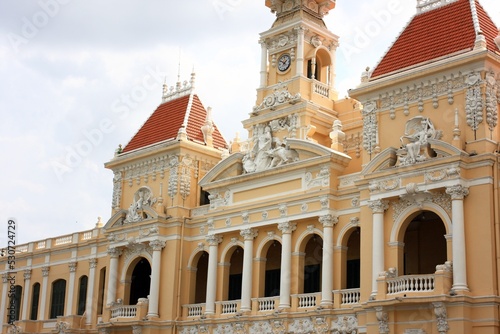 Ho Chi Minh City Hall on June 11, 2016 in Ho Chi Minh City. The architecture of Ho Chi Minh city hall was built during the French colonial period