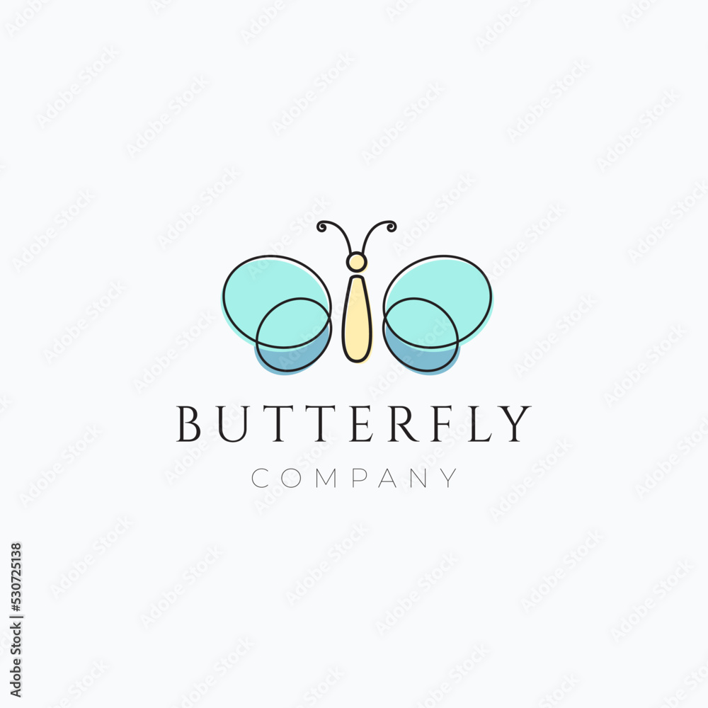 Minimalist line art colorful butterfly logo vector illustration design ...