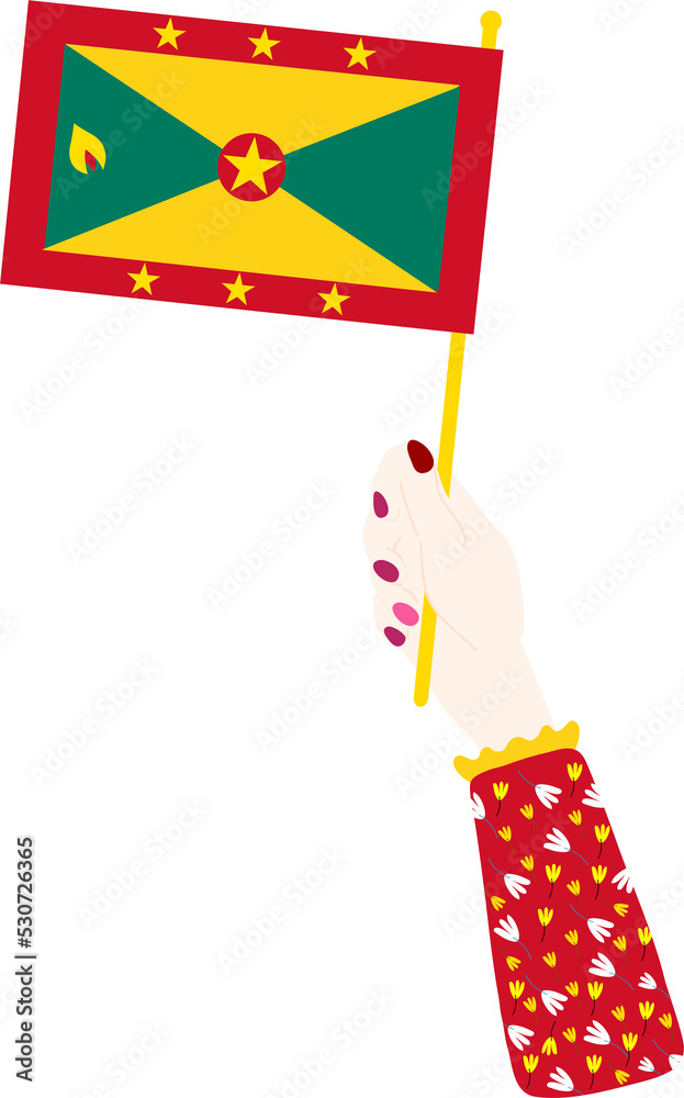 Obraz premium Grenada Flag hand drawn,East Caribbean dollar hand drawn