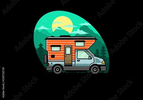 Van box camper illustration badge design