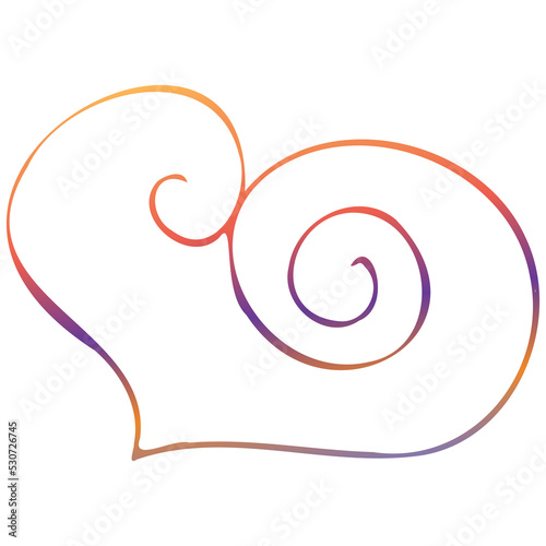 Rainbow simple doodle heart. Transparent PNG clipart for design