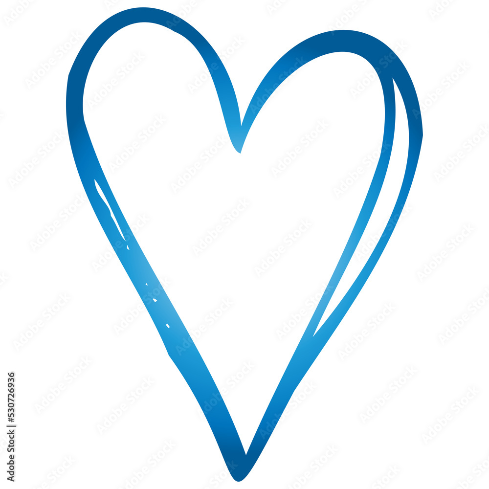 Simple blue doodle heart. Isolated design element for valentine's day