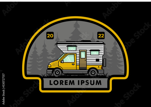 Van box camper illustration badge design