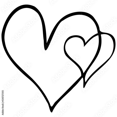 Simple doodle hand drawn heart. Isolated design element for valentine's day. Transparent PNG clipart