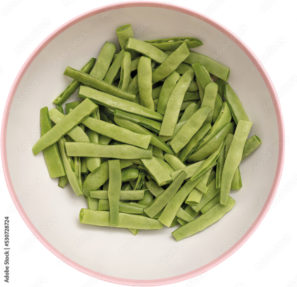 Green beans on an isolated white background Green beans on an isolated white background