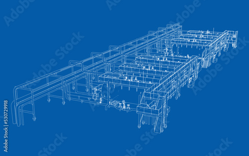 Sketch of industrial equipment. Vector