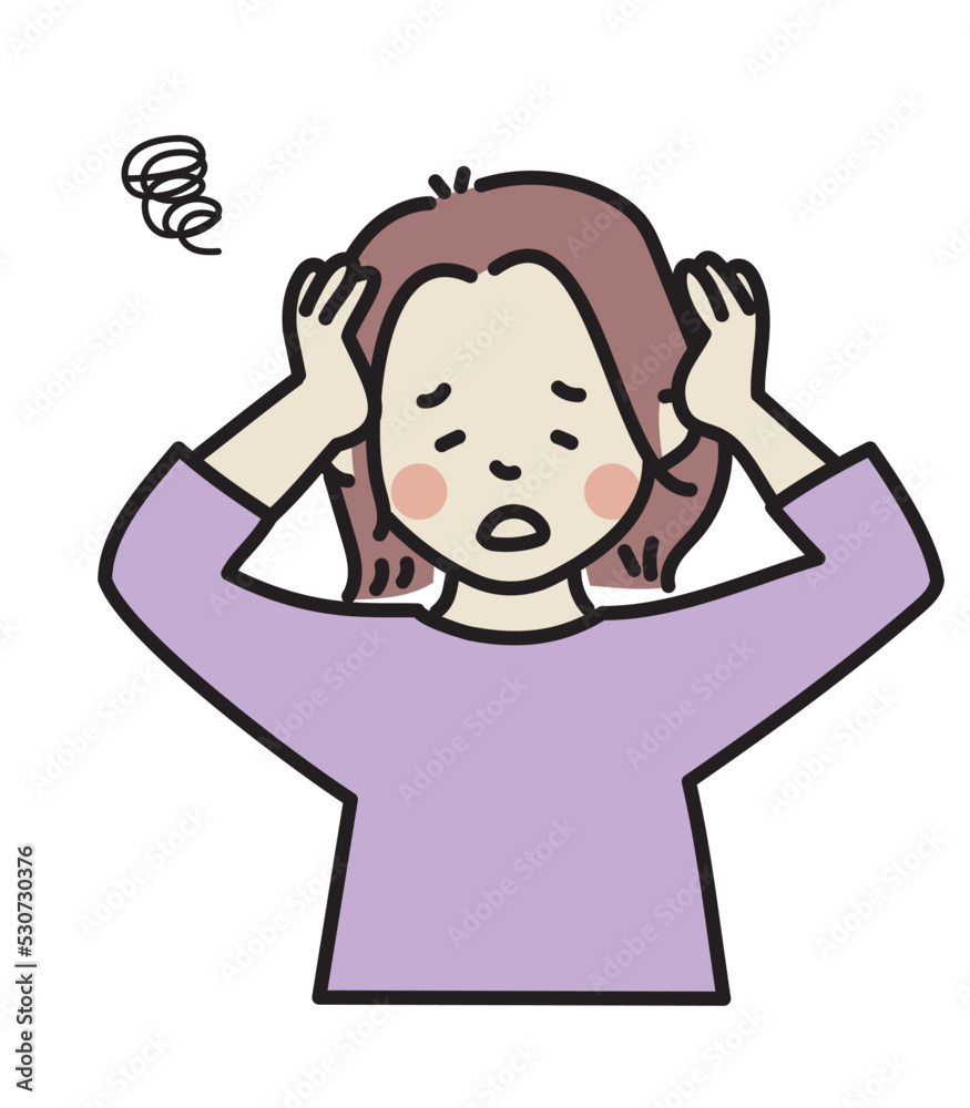 頭をかかえる女性 頭をかかえる女性