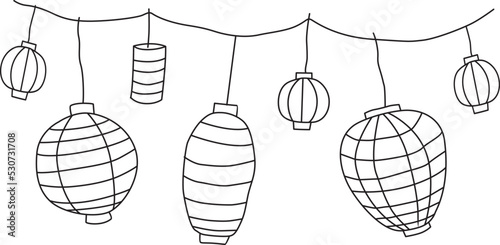 Big traditional chinese lanterns will bring good luck and peace to prayer during Chinese New Year. Vector Illustration. 