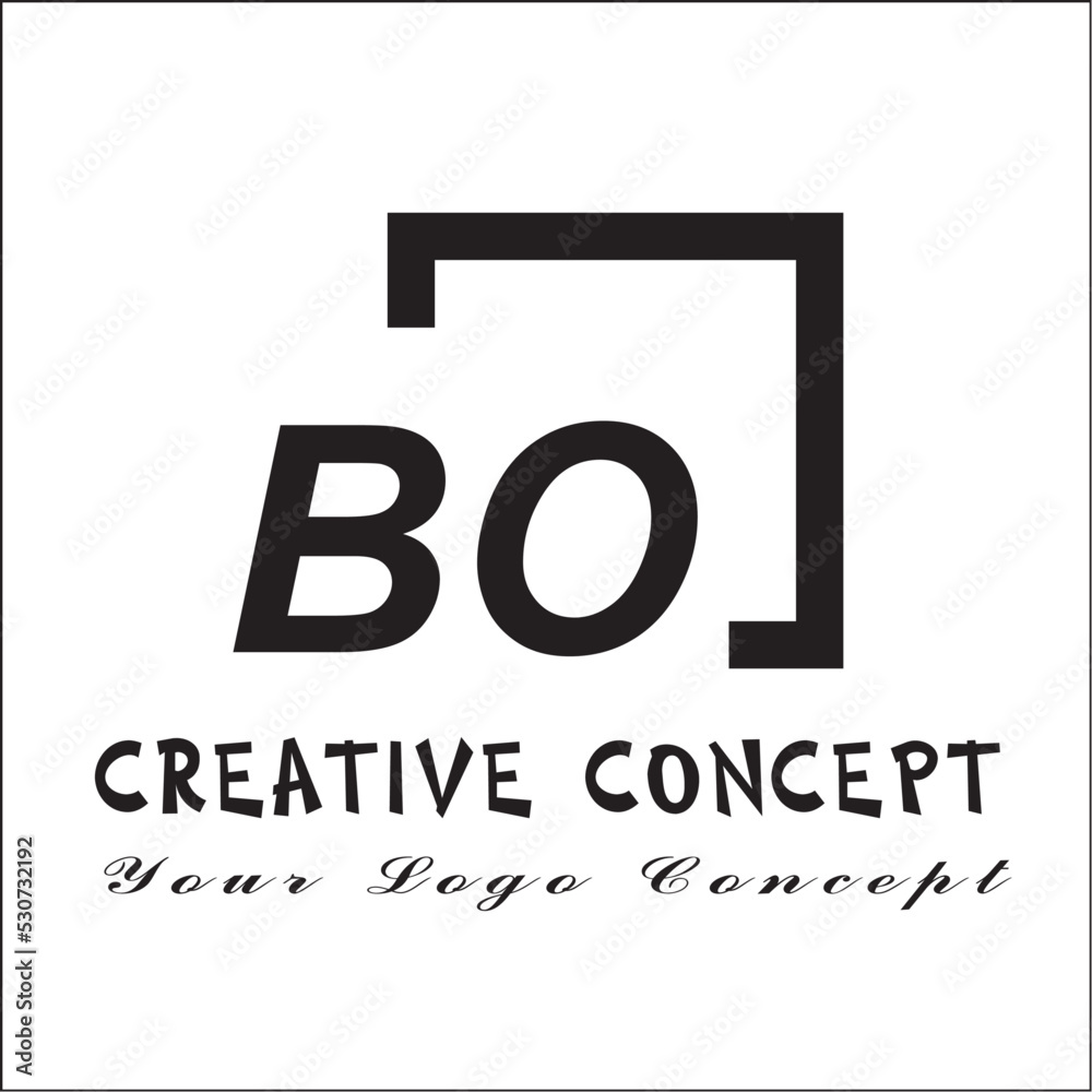 Square BO 2 Letter Logo Creative Square BO 2 Letter Logo Creative