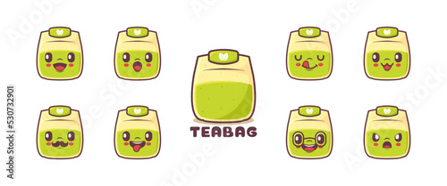 green tea bag cartoon. natural drink vector illustration