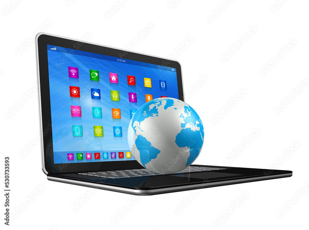 Laptop Computer and World Globe Laptop Computer and World Globe