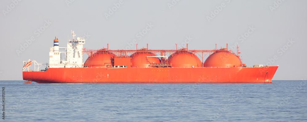 LNG Tanker at sea, transporting LNG