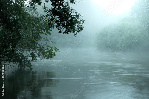 Moody Morgen am Fluss