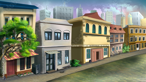 Street of the old town illustration