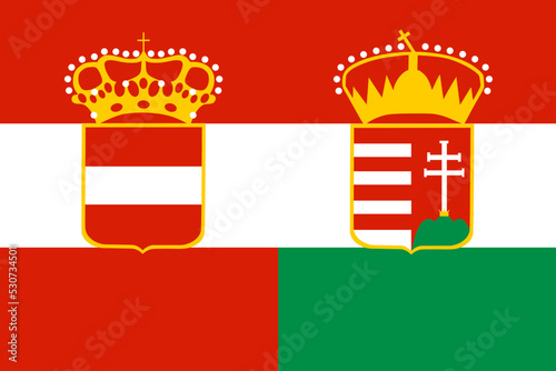 Habsburg monarchy flag vector illustration. National symbol of Habsburg empire. Austria Hungary kingdom emblem banner.