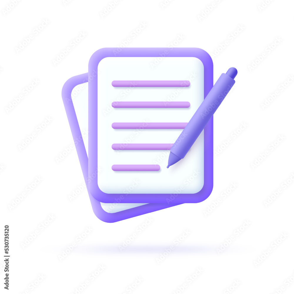 3d registration icon. Symbol of password, vote, account login. Vector illustration.