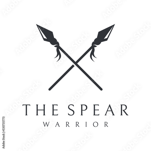 Traditional spear head and spear head logo template design for hunting.