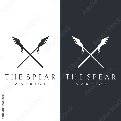 Traditional spear head and spear head logo template design for hunting.