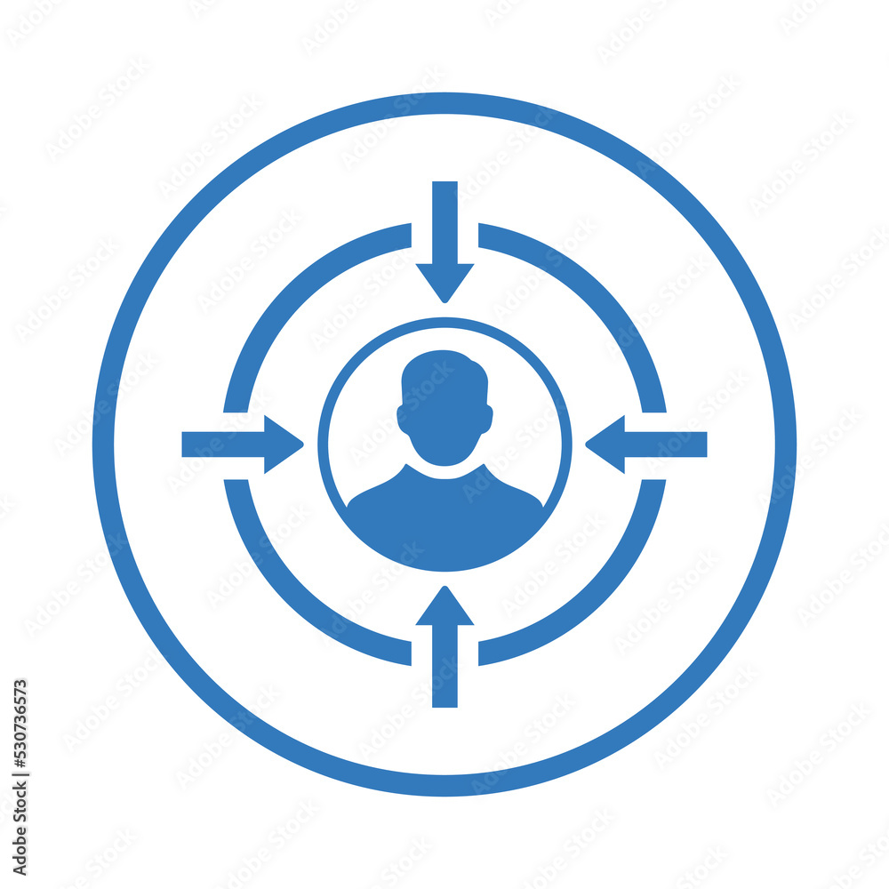 Businessman, employee, target icon. Blue vector graphics. Businessman, employee, target icon. Blue vector graphics.