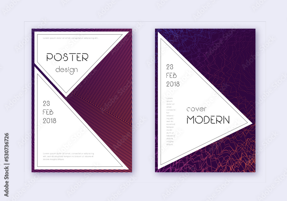 Fototapeta premium Stylish cover design template set. Violet abstract