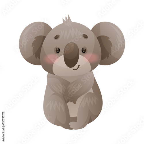 Cute Grey Arboreal Koala Bear as Australian Animal and Endemic Fauna Vector Illustration