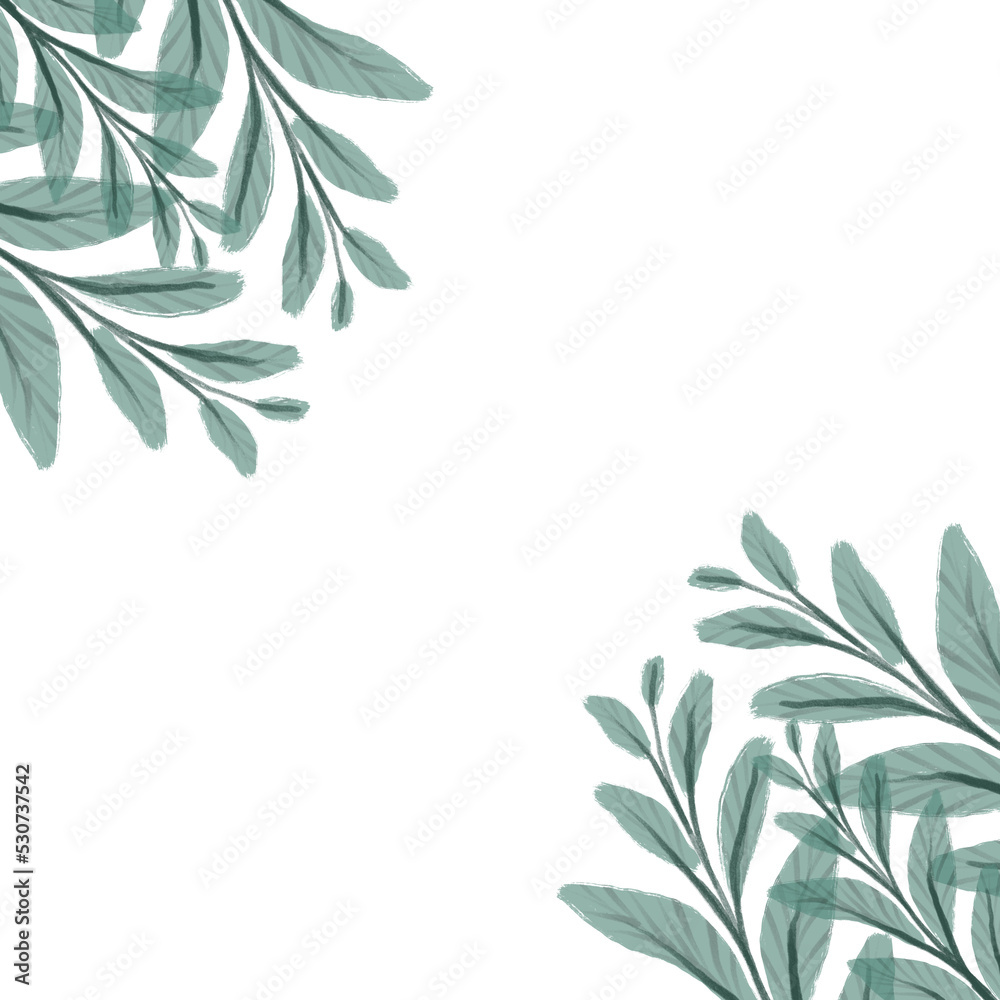 Fototapeta premium Delicate watercolor leaves and plants. Beautiful watercolor background with leaves. Wallpaper, templates with leaves. Watercolor branch with leaves. Illustration in watercolor style