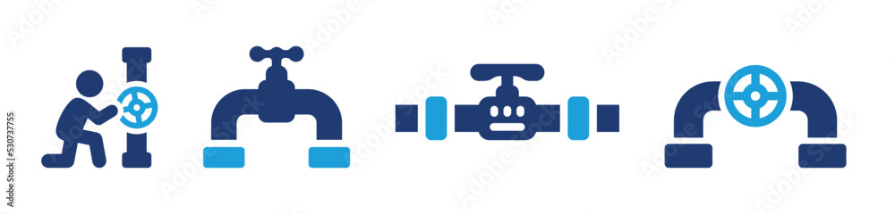 Set of valve and industrial pipeline icon. Gas industry concept. Set of valve and industrial pipeline icon. Gas industry concept.