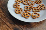 Pretzels on the plate. 