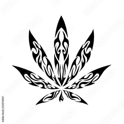 Vector graphic of tribal tattoo art cannabis