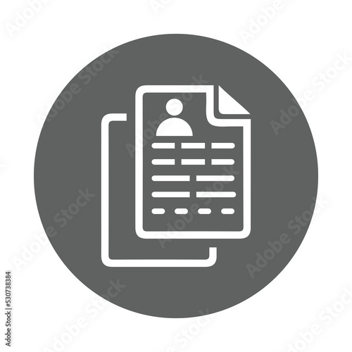Candidates, resume, job application icon. Gray vector graphics.