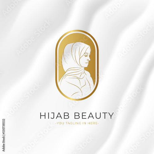 feminine woman hijab minimal logo template design collection