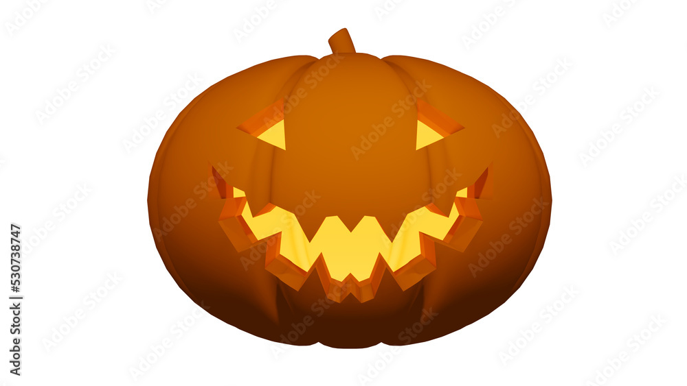 Fototapeta premium halloween pumpkin jack o lantern scary face with light glowing inside