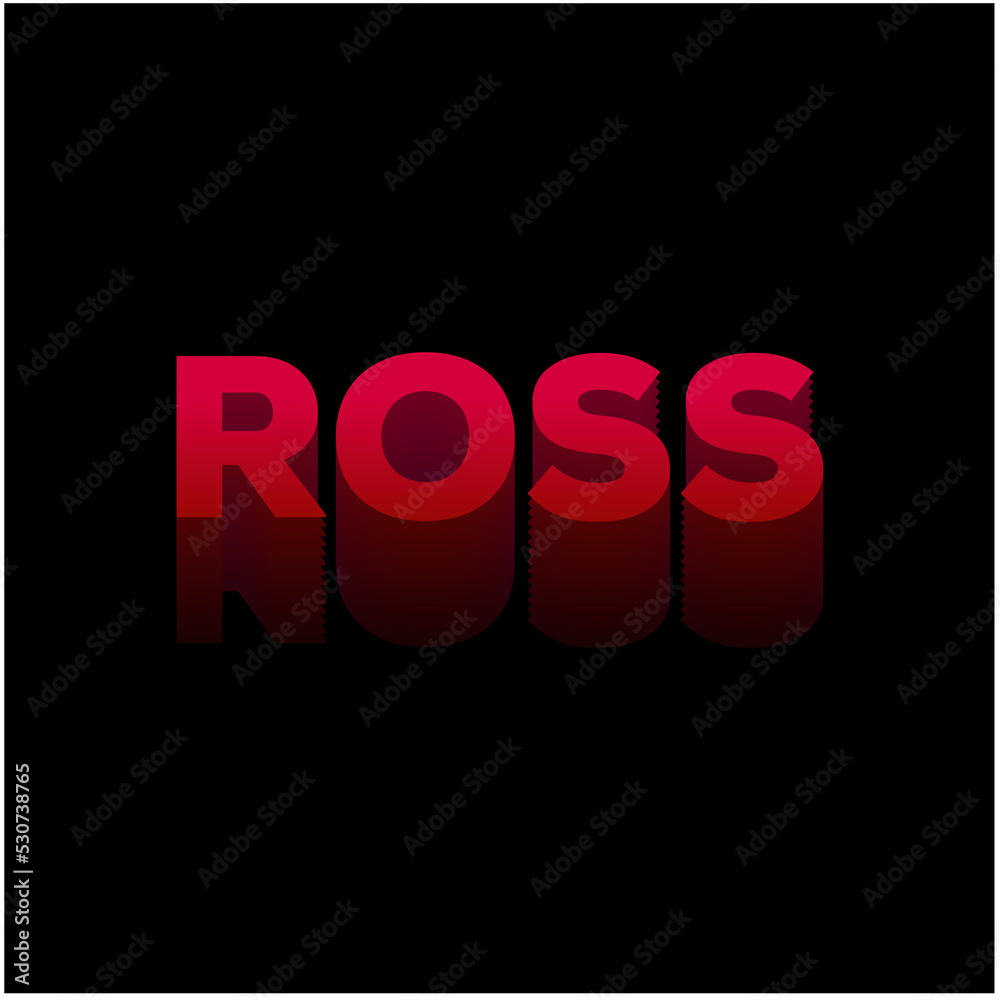 Ross typography in red. Ross monogram red colour. Ross typography in red. Ross monogram red colour.