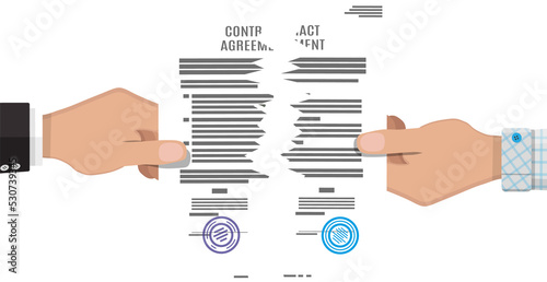 Tableau sur toile Tearing apart contract, contract termination