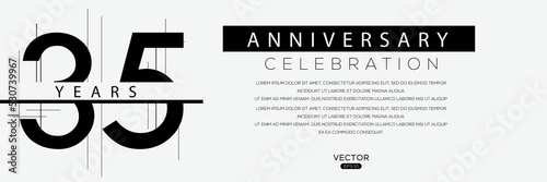35 years anniversary celebration template, Vector illustration.