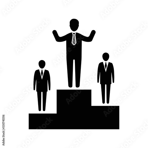 Competition, leader, best worker icon. Simple black vector sketch.