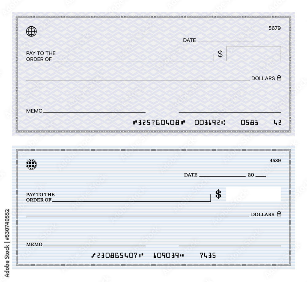 Poster, Wandbilder Blank bank check, checkbook cheque template or payment voucher, vector mockup, x cm Poster, Wandbilder Blank bank check, checkbook cheque template or payment voucher, vector mockup, x cm