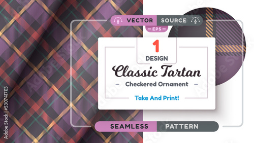 Tartan seamless pattern, merry christmas texture, checkered scottish fabric